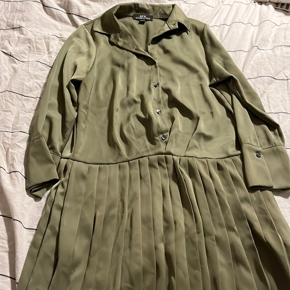 Pleated Green Dress